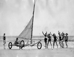 A sand yacht, probably in the 1930s ...