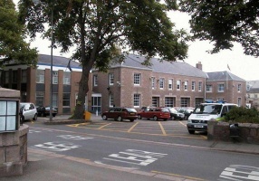 The real States of Jersey Police Headquarters, seen occasionally in the series