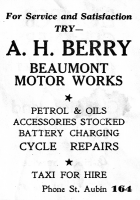 1947 advert for Berry's Garage at Beaumont