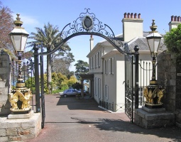 The new front gates, where the chicken house, outer scullery and coal hole had stood