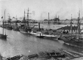 Paddle steamer Comete on the New North Quay undergoing an overhaul in 1865