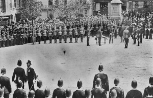 A medal presentation ceremony in the Royal Square