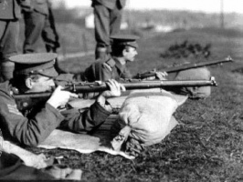 Rifle practice at Grouville Common, early 20th century photograph by amateur photographer Edwin Dale