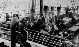 Passengers on the St Helier about to leave the harbour in Jersey