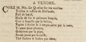 Nicolas Le Quesne’s grocery on the sands at St Helier advertised a variety of goods in 1804
