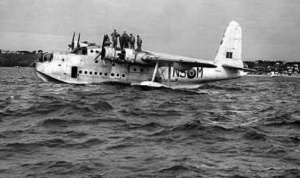 A Sunderland flying boat in St Aubin's Bay in 1950