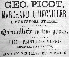 George Picot, merchant and iron monger of 4 Beresford Street