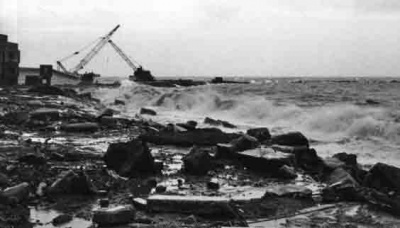 January 1974 - winter storms batter the new construction