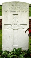 The grave of Great War casualty Elias George Dorey at Ruisseau Farm Cemetery, Belgium