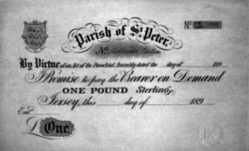 A banknote issued by the Parish of St Peter