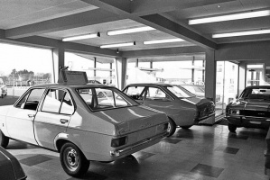 New Fords in the showroom in 1977