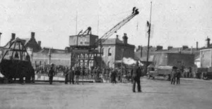 A crane on its way from the Albert Pier to the Victoria Pier in 1932