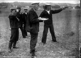 Revolver practice for coastguards at Grouville Common in June 1914, picture by Percival Dunham