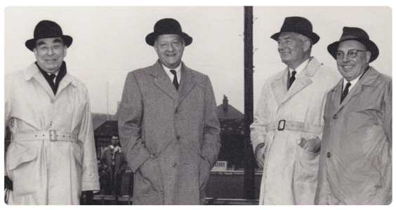 During his time in office Coutanche welcomed many members of the Royal Family and other dignitaries to the island. He is pictured here in about 1960, on the left, next the Home Secretary, R A Butler, Lieut-Governor General Sir George Erskine, and Frank Le Boutillier