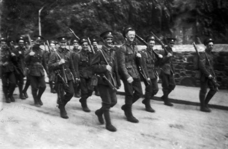 The Regiment on a route march in 1914