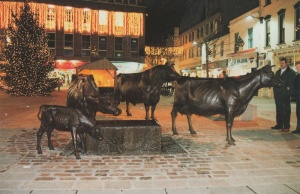 Sculpture of Jersey cows at West's Centre, which replaced the cinema