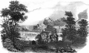 An etching of St Catherine long before the breakwater was built