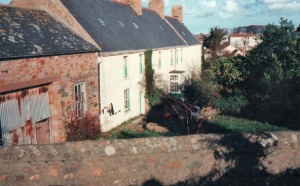 The east-facing side of the property