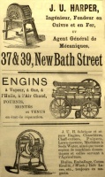 Electrical engineer John Underwood Harper was born in Holbeach, Lincolnshire in 1845 and moved to Jersey, where he married Maria Justine Hunt in 1871. Mr Harper was one of the pioneers of electrical installations in Jersey, and earlier he supplied steam and gas-powered engines, pumps and all manner of hot water installations, variously from 35, 37 and 39 Bath Street.