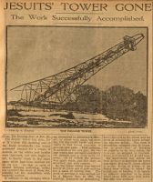Newspaper report of the tower's demolition