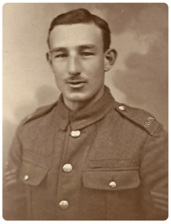 Sergeant Arthur Dalton, DCM, of the Royal Garrison Artillery, enlisted in 1906 and was stationed in China when war was declared. He arrived in France in 1915 and was wounded in March 1917. He was awarded the Distinguished Conduct Medal for 'general good work during the operations resulting in the capture of the Paschendaele Ridge, when he continued to work his batter under particularly difficult and dangerous conditions. We have been unable to establish his family connection to Jersey