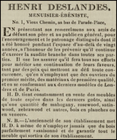 Cabinet maker Henri Deslandes' 1840 advert in Chronique de Jersey