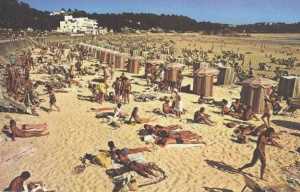 A packed beach in 1966