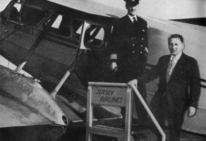 Jersey Airlines founder Maldwyn Thomas with pilot Capt Newman