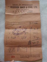 A wartime invoice from Frederick Baker