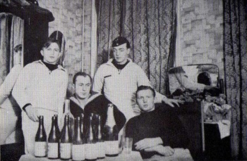 German sailors in a bedroom at the hotel during the Occupation