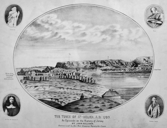 The small town of St Helier viewed from the west in 1709