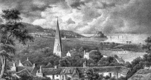 A view of Grouville from the parish church to Mont Orgueil Castle in the distance