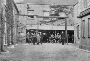 The playground at the back of the school buildings