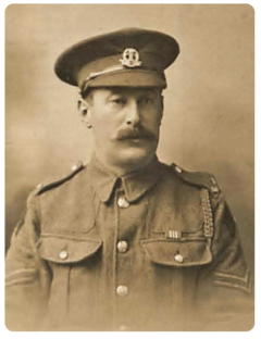 Corporal John Le Pavoux, MM, of the Middlesex Regiment. Born in 1880 in St Peter, he was the son of Jean Marie Le Pavoux and Lucie Eugenie Augustine, nee Le Chouquet. He married Jeanne Le Poltes in St Helier in 1904 and they had three more children after John Arthur Philip (1906-1933) and Doris Pearl Christine (1907-1978). At the time of his Town Hall presentation in early 1918 he had been serving for over three years and had escaped injury, although he was hospitalised with gunshot wounds shortly afterwards. In January 1917 he was awarded the Military Medal for his bravery as part of an eight-man team which recaptured an enemy position at Bullecourt, inflicing many casualties and taking 18 prisoners
