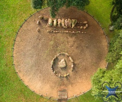 An aerial view of the dolmen taken from a drone by Chris Brookes, showing that some of the trees had been removed to open the view again