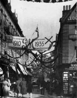 The street in 1935, decorated for King George V's jubilee