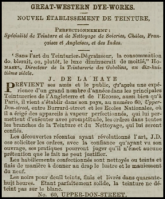 J de La Haye's Great Western Dye Works were in Upper Don Street in 1870