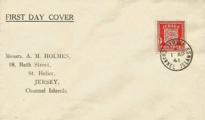 An envelope addressed to Messrs Holmes of Bath Street during the German Occupation in 1941