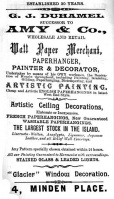 G J Duhamel took over the wall paper business of Amy and Co at 4 Minden Place