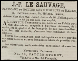 Jean Philippe Le Sauvage was at 12 Cattle Street in 1874