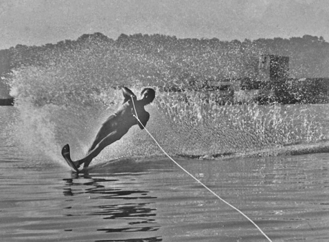 Water skiing in the bay - St Aubin's Fort in the background