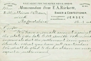 An account sent by baker F A Rickett