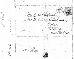 A letter sent to Mary Charlotte Chapman in Australia in 1860, from her grandfather John in Jersey