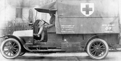 One of three ambulances donated by Evening Post readers early in the war to the French Army medical services is ready to leave the Island in January 1915 to begin important work in the Vosges Mountains at the front in eastern France.