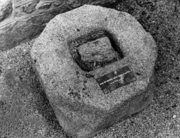 All that remains of a cross which once stood at Les Buttes
