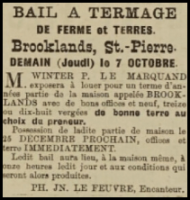 Winter Le Marquand offered part of Brooklands, St Peter, to let in 1920