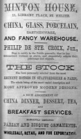 Minton House, Philip de Ste Croix's business in 1862 in Library Place