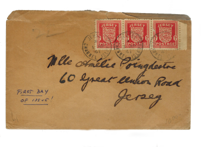 An envelope addressed to Amelie Poingdestre in 1941
