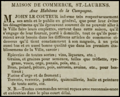 John Le Couteur advertised home grocery deliveries throughout the island in Chronique de Jersey in 1850
