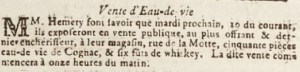 M Hemery was selling cognac and whisky at his La Motte Street shop in 1809